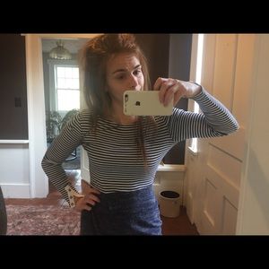 Anthropologie striped navy T-shirt dress long slv